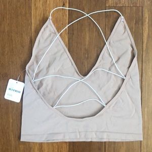 NWT Free People Intimately nude cross back top